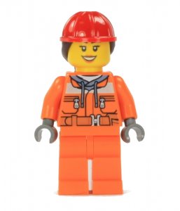 Figurka LEGO Dělnice s copem zepředu