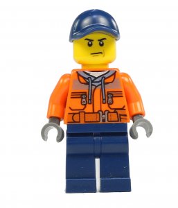 Figurka LEGO Dělník s kšiltovkou zepředu