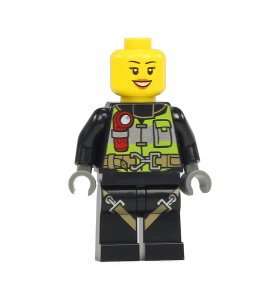 Figurka LEGO Hasička s plavací vestou zepředu