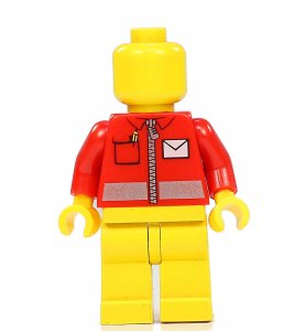 Figurka LEGO Červená uniforma pošty zepředu