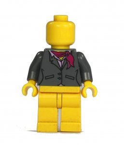 Figurka LEGO Šedý kostýmek s šátkem zepředu