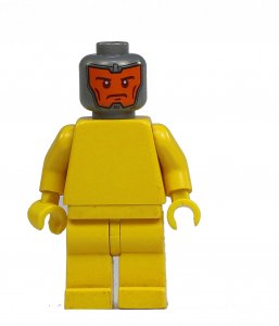 Figurka LEGO ŠŠedá hlava se zamračeným oranžovým obli zepředu